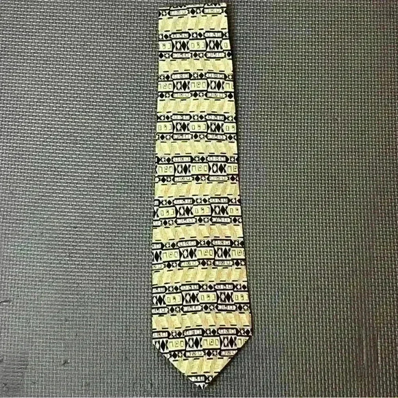 Guess Silk Tie Tan Blue 59” American Classics Made In USA - Picture 2 of 7
